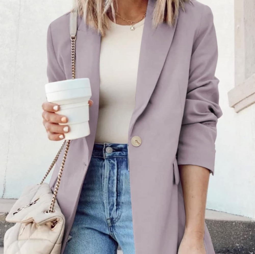 Dokotoo Womens Purple Blazer Jacket